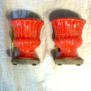 5” cement planters. 2.5” deep and 3” across.   H89